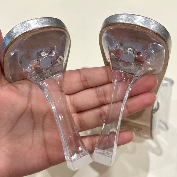 NEW Larroude The Mariah Heels in Clear Silver - Picture 7 of 10